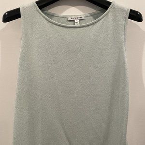 St John Light Aqua Teal Santana Knit Boat Neck Sleeveless Shell Top Large